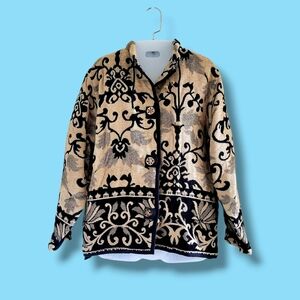 Flashback | 90s VTG Beige/Black Boho Moroccan Heavy Knit Coat (SIZE M)